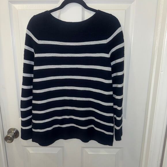 J. Jill navy and white stripe lightweight sweater size Small cotton knit coastal - Picture 5 of 5
